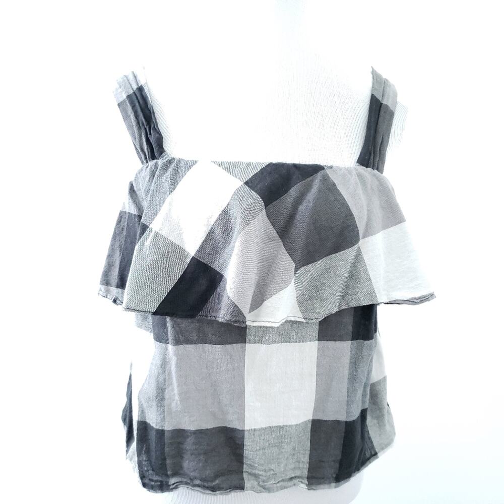 Who What Wear Black White Gingham Sleeveless Top Buffalo Check Medium